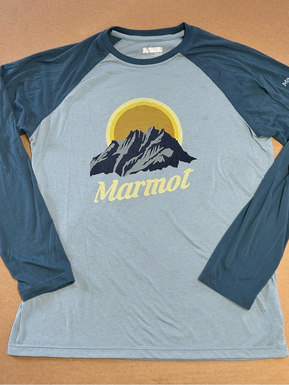 Marmot Two-Tone Blue Raglan Long-Sleeve Graphic Tee
